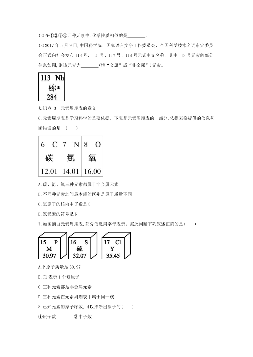 浙教版八年级科学下册同步课时练习：2.5　表示元素的符号  第2课时（含答案）