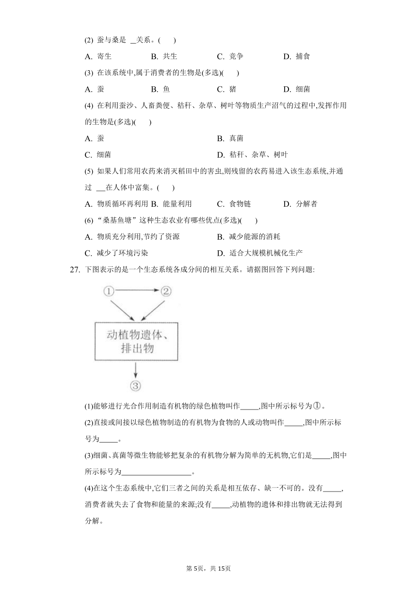 第七单元 生物和环境是统一体--2022-2023学年苏教版生物八年级上册单元同步练习（word版 含解析）