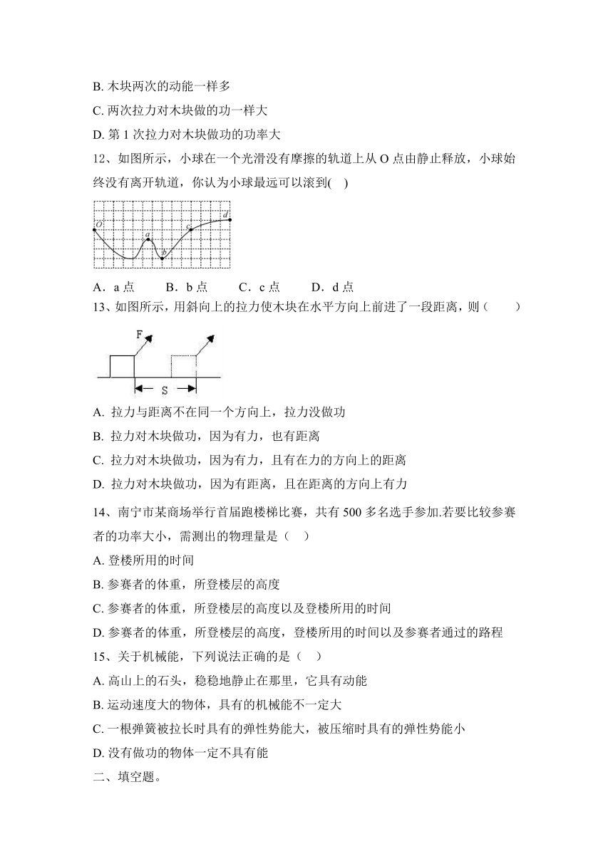 2022—2023学年人教版八年级物理下册第十一章　功和机械能  同步练习题（含答案）