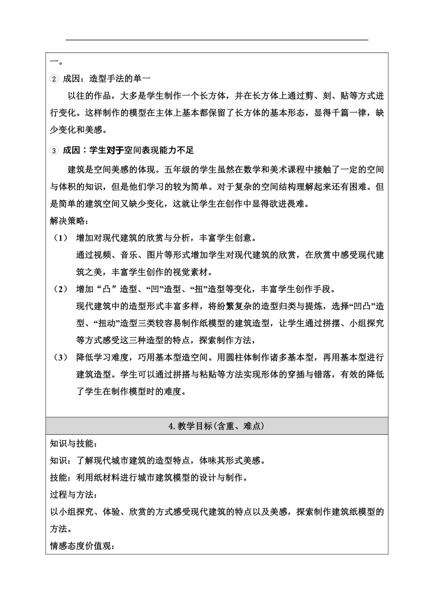 人美 版（北京）五年级美术下册《19. 建筑纸模型》教学设计