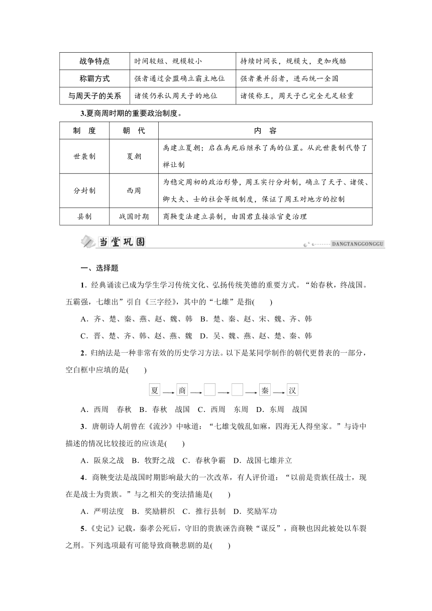 第7课 战国时期的社会变化  同步学案（含答案）