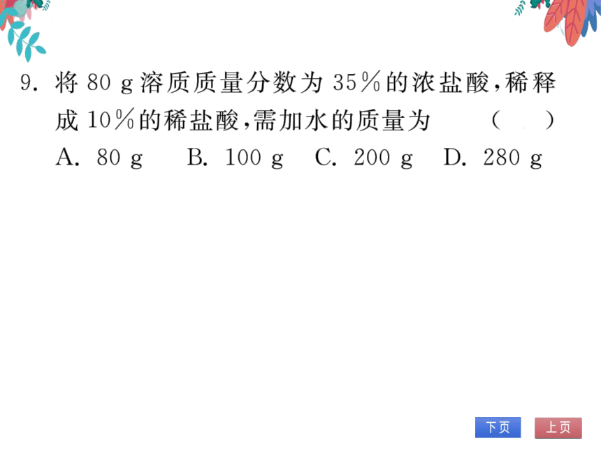 【人教版】化学九年级下册-第九单元 专题三 有关溶质质量分数的计算 (习题课件)