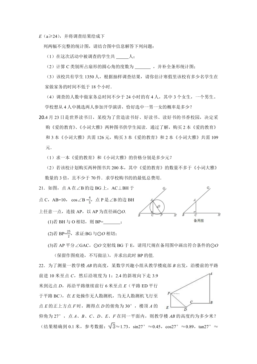 山东省烟台招远市（五四制）2022-2023学年九年级下学期期中考试数学试题（含答案）