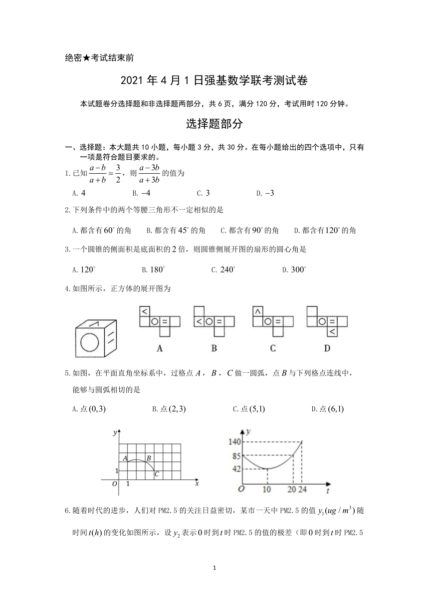 浙江省宁波市2021年4月1日强基数学联考测试卷（PDF版，附答案）