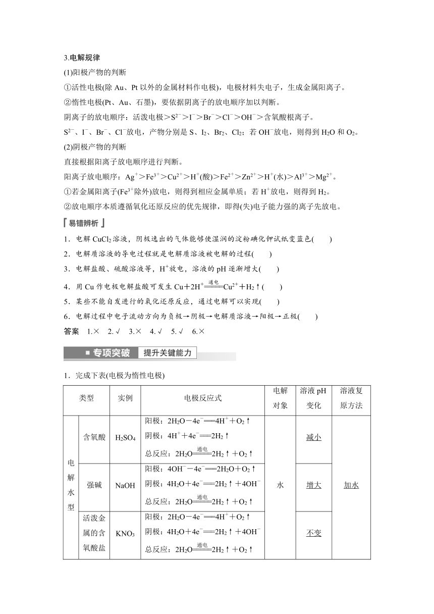 2023年江苏高考 化学大一轮复习 专题6 第三单元 第1讲　电解池　金属的腐蚀与防护 （学案+课时精练 word版含解析）