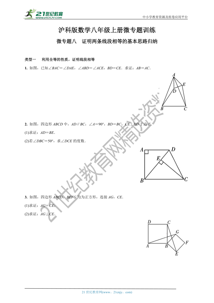 微专题八 证明两条线段相等的基本思路归纳(含答案)