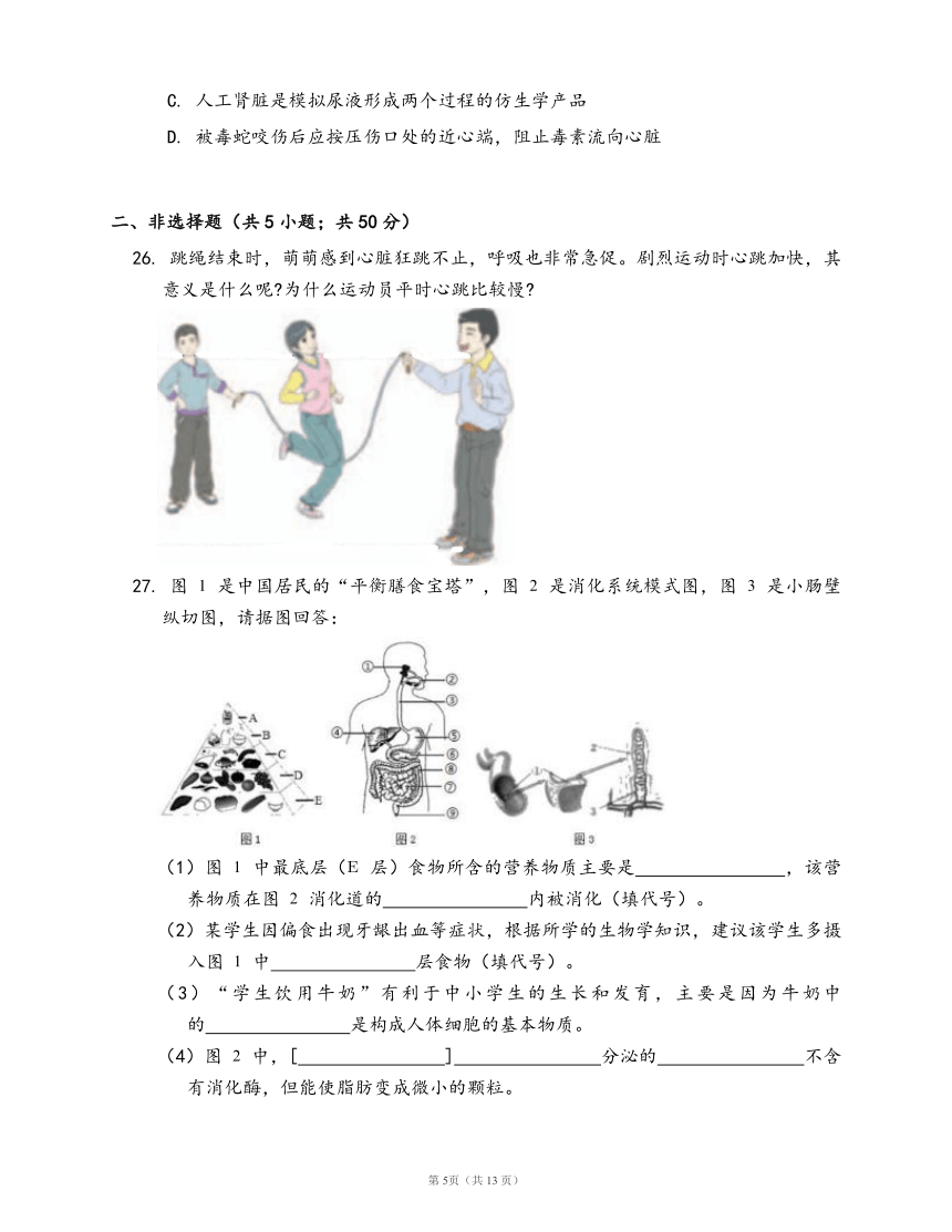 鲁科版生物七年级上册期末测试卷(word版，含答案解析）