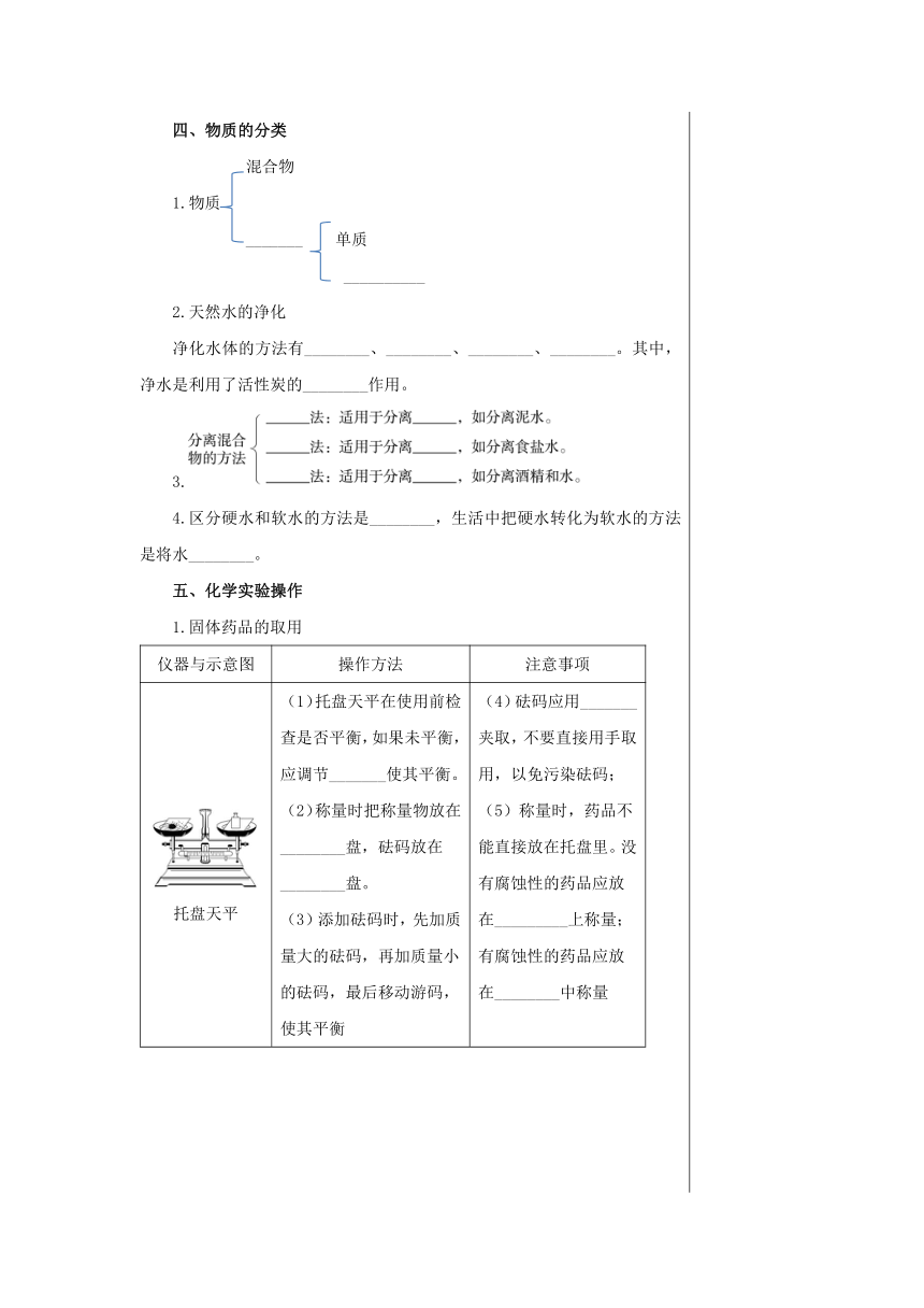 第二单元  探秘水世界复习课学案（表格式）