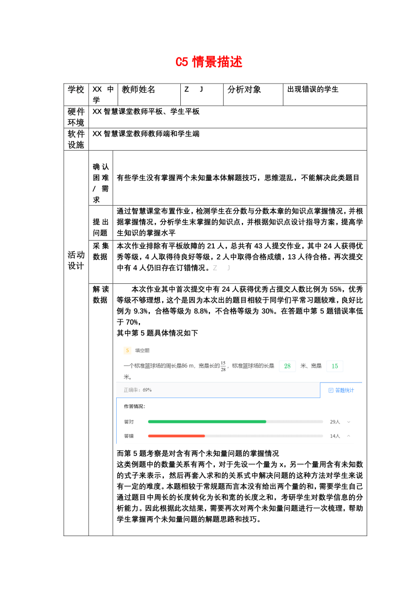 初中各学科C5基于数据的个别化指导-情景描述【2.0微能力认证获奖作品】