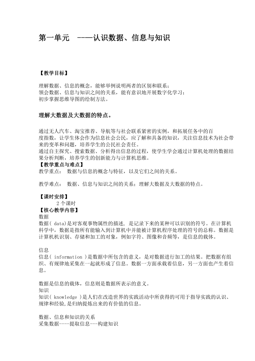 项目一 探秘鸟类研究——认识数据、信息与知识 教案