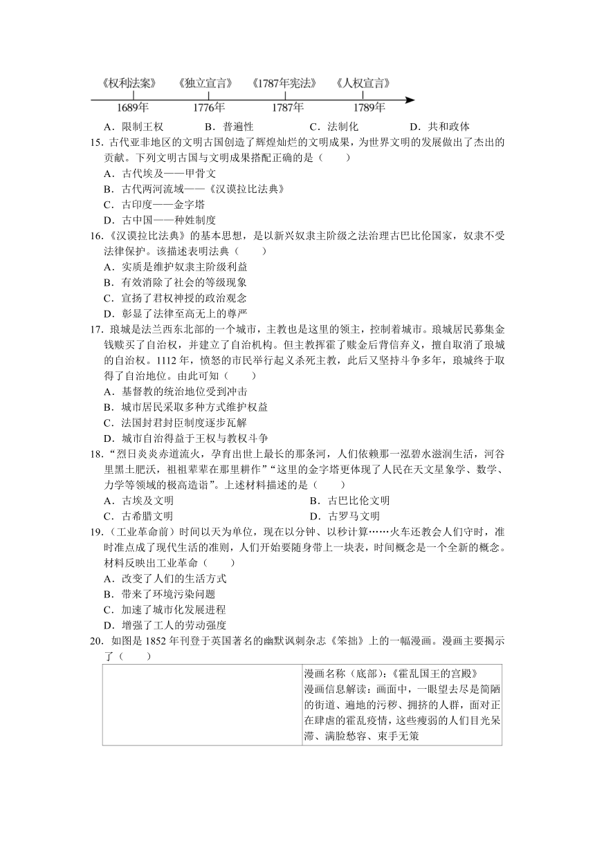 江苏省苏州市2024年中考历史压轴冲刺卷（五）（含答案）