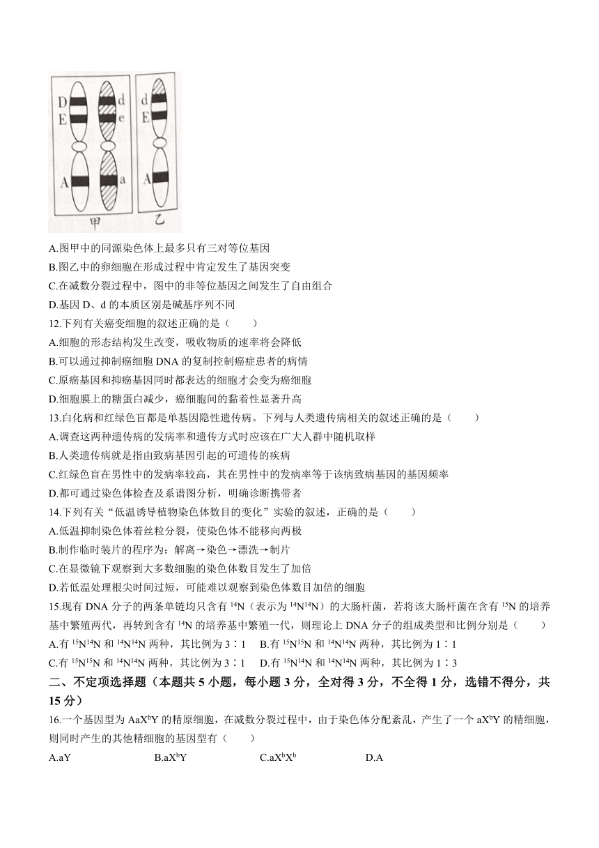 辽宁省沈阳市联合体2022-2023学年高一下学期期末考试生物学试题(word版无答案)