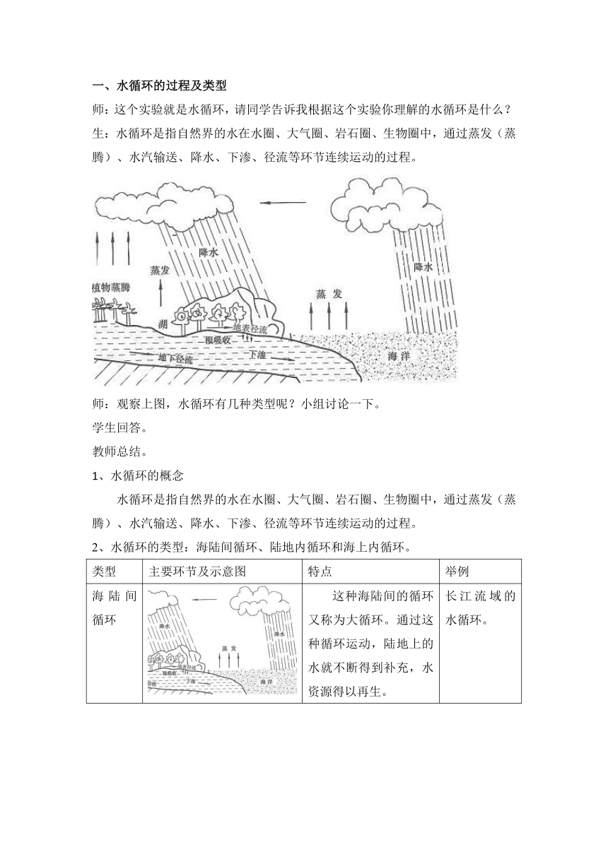 人教版（2019）必修第一册3.1 水循环 教案