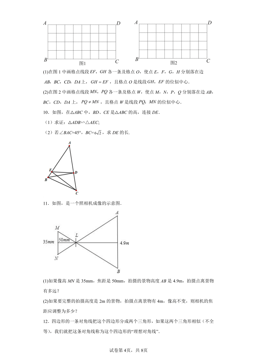 第4章 相似三角形解答题专题训练 浙教版九年级上册（含解析）