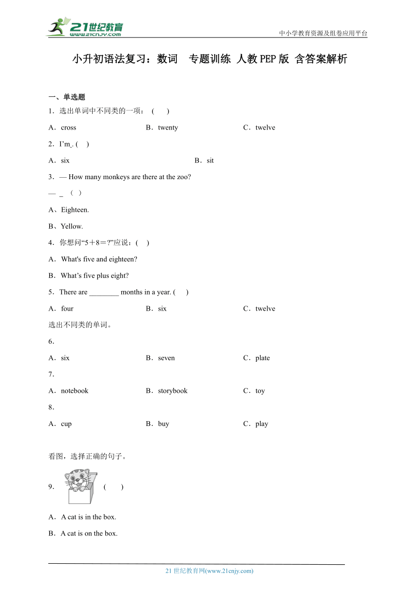 小升初语法复习：数词  专题训练 人教PEP版 含答案解析