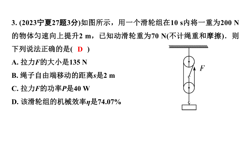 2024宁夏中考物理二轮复习 第13讲 第2节 滑轮、斜面及机械效率 习题课件(共30张PPT)