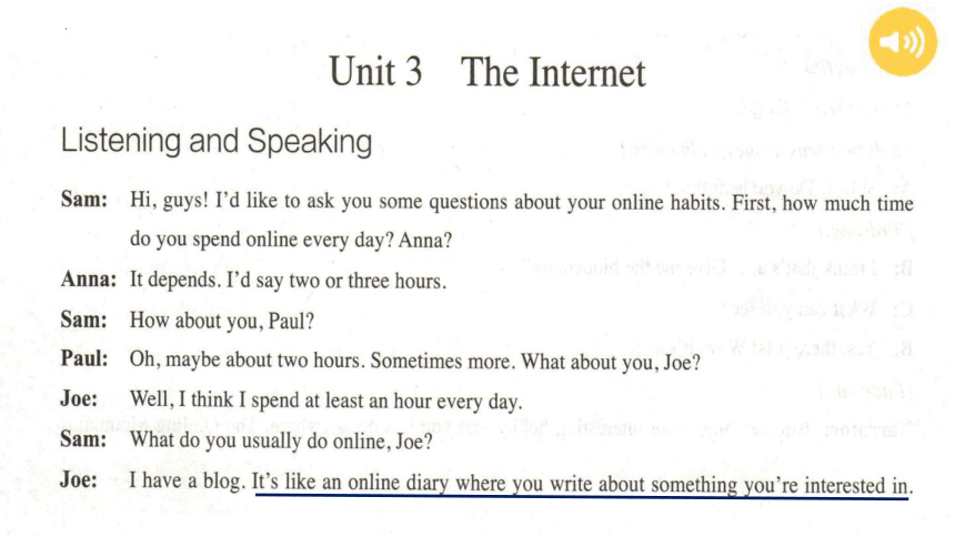人教版（2019）  必修第二册  Unit 3 The Internet  Listening and Speaking课件(共21张PPT)
