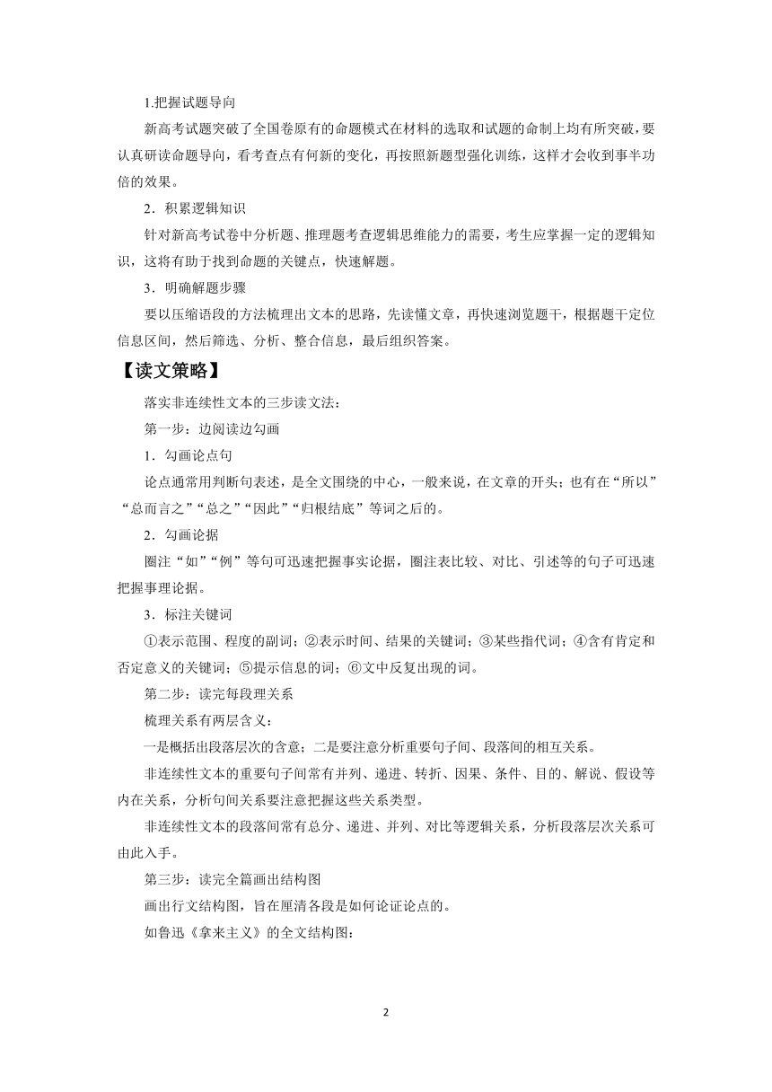 2022届高中语文二轮复习 第一讲  非连续性文本阅读  精品教案  （新高考）