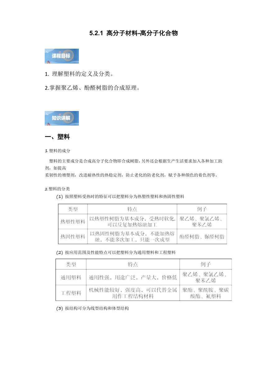 5.2.1 高分子材料1   学案(含解析)   高中化学人教版（2019）选择性必修3