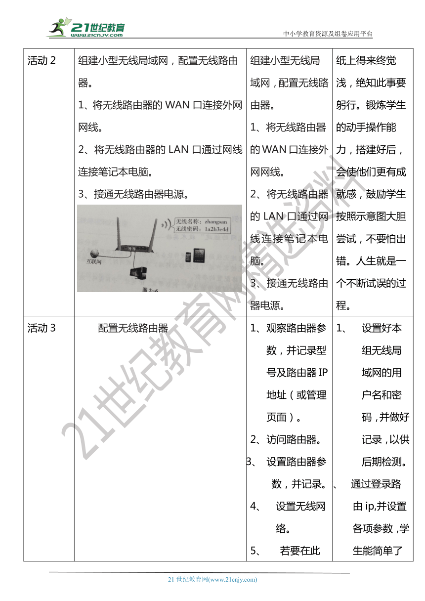 必修2 2.3 无线局域网的组建 教案