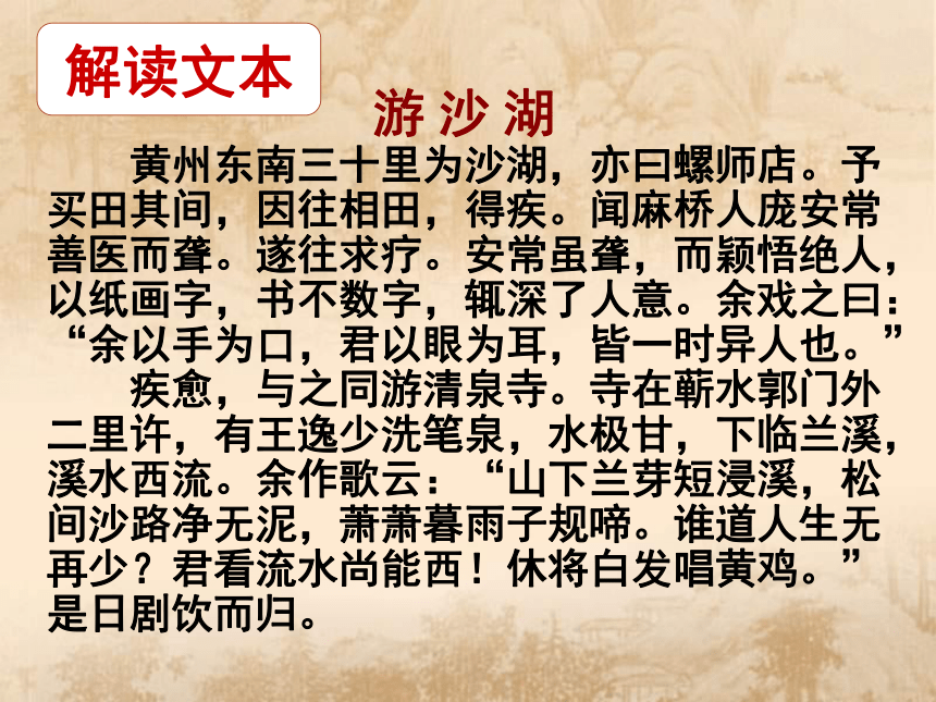 人教版高中语文选修--中国古代诗歌散文欣赏--《游沙湖／苏轼》课件（33张PPT）