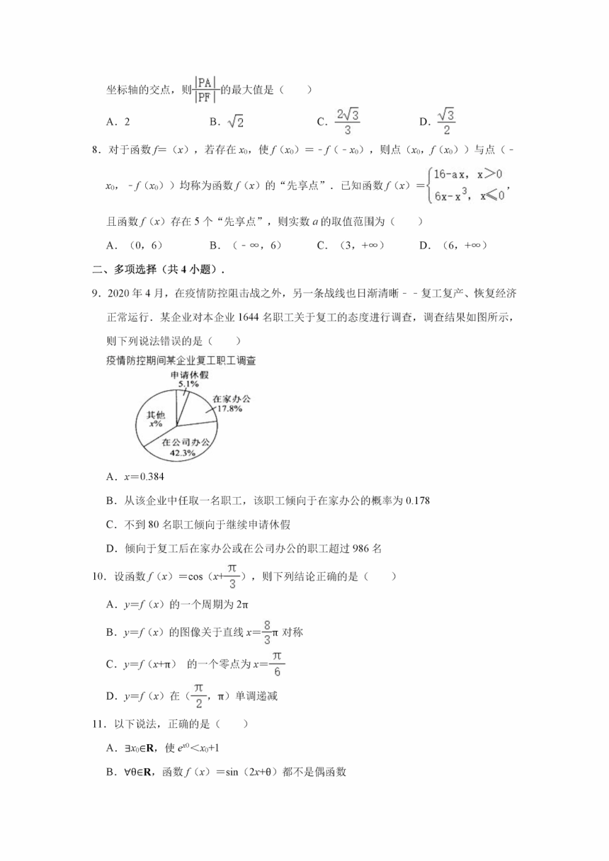 湖南省岳阳市2021届高三下学期高考一模考试数学试卷图片版含答案解析2021.3