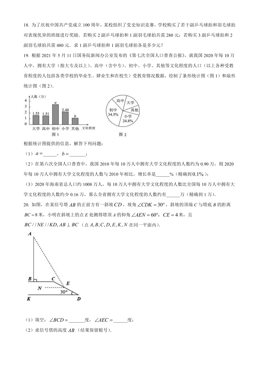 2021年海南省中考数学真题试卷（含答案解析）