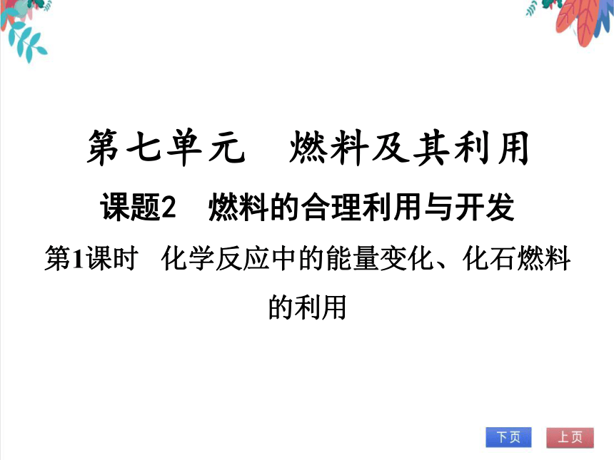 【人教版】化学九年级全一册 7.2.1 化学反应中的能量变化、化石燃料的利用 习题课件