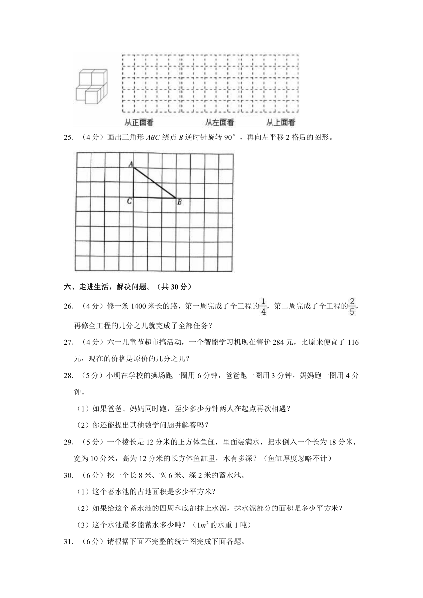 2021-2022学年河北省保定市蠡县五年级（下）期末数学试卷（含答案）