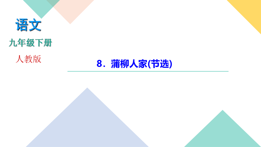 8．蒲柳人家(节选) 讲练课件——湖北省黄石市九年级语文下册部编版(共23张PPT)