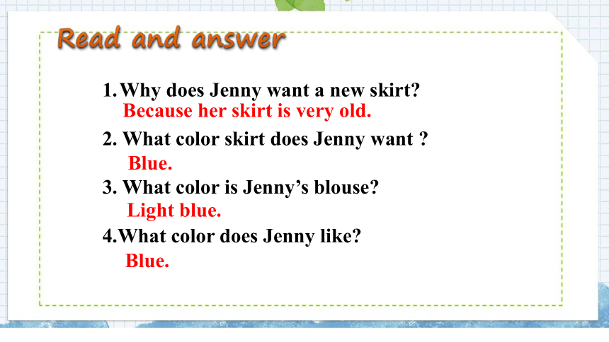 Unit 2 Lesson 7 Jenny’s New Skirt 课件+嵌入音频(26张PPT)