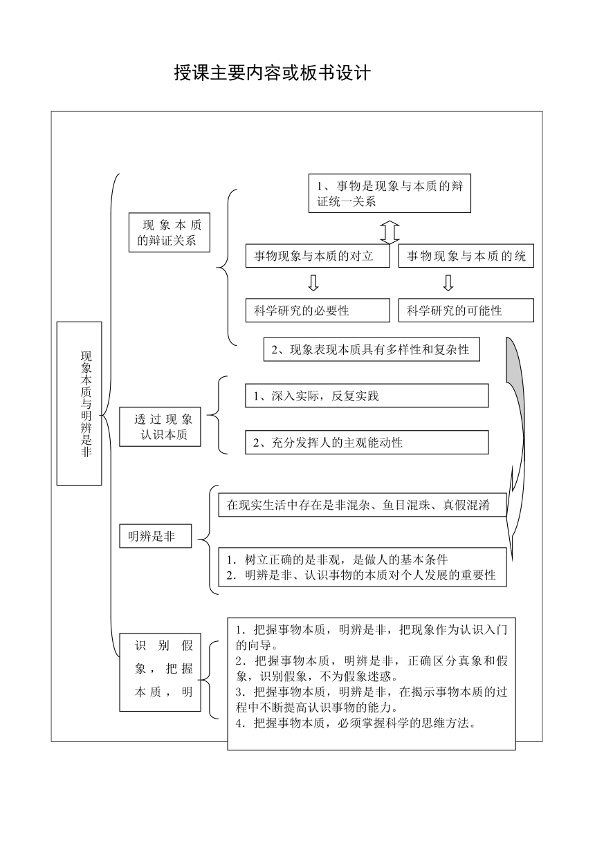 第八课 现象本质与明辨是非 教案（表格式）