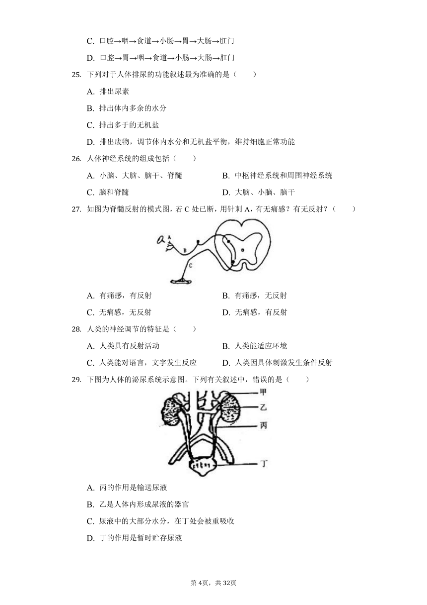 2020-2021学年天津市大港十中七年级（下）第二次月考生物试卷（word版，含解析）