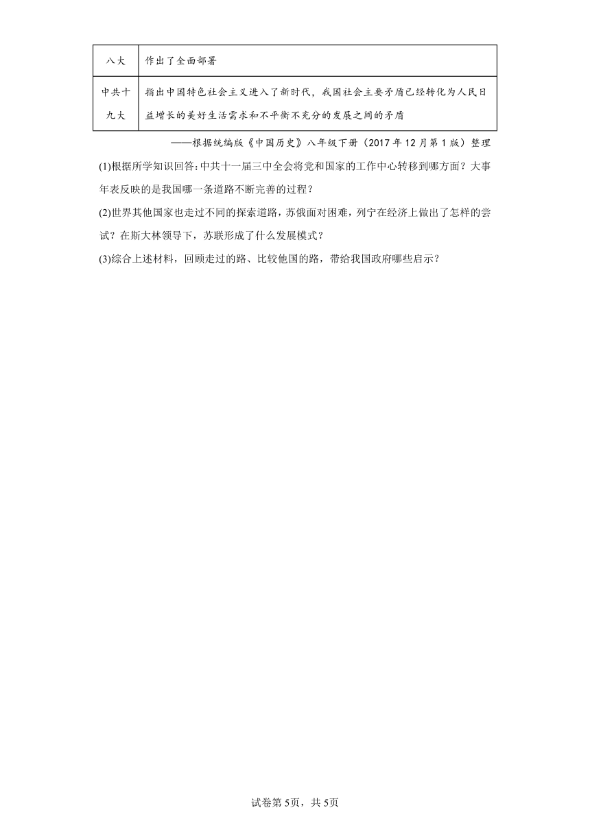 2023年宁夏回族自治区银川市第六中学中考一模历史试题（含解析）