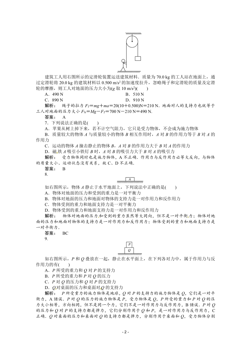 新课标同步高一物理练习：4.5（人教版必修1）