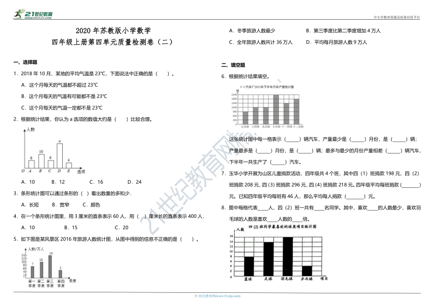 2020年苏教版小学数学四年级上册第四单元质量检测卷（二）（含答案）