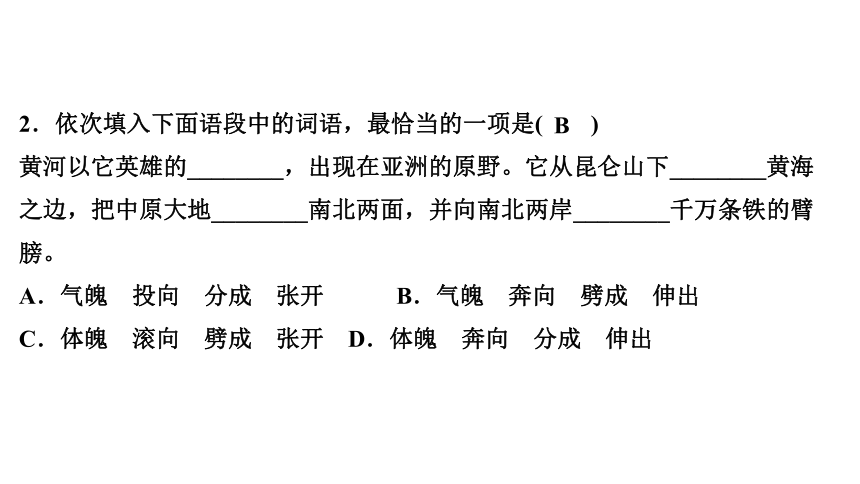 5 黄河颂 讲练课件——2020-2021学年湖北省黄冈市七年级下册语文部编版(共25张PPT)