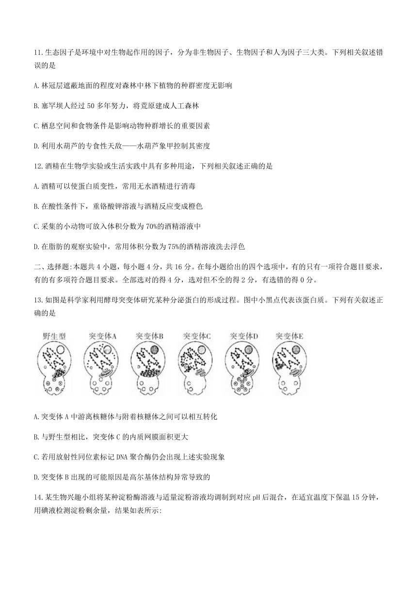 湖南省五市十校教研教改共同体2020-2021学年高二下学期期末考试生物试题 Word版含答案