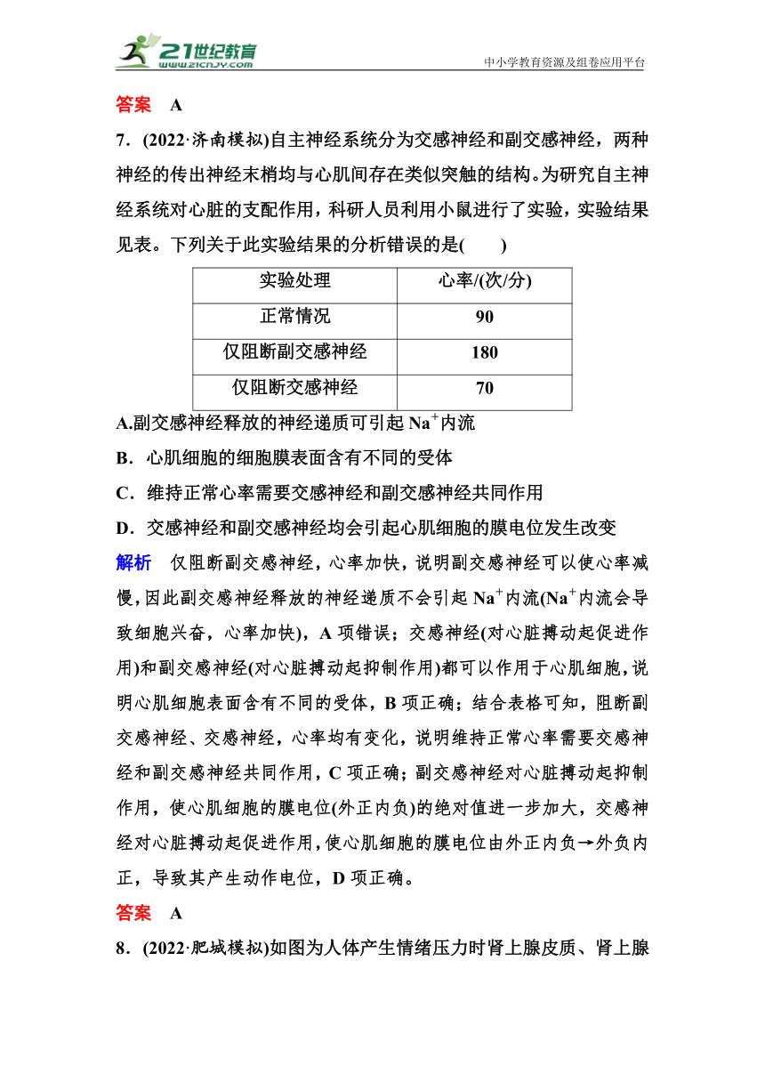 新人教高三二轮专题作业10 神经调节和体液调节（含解析）