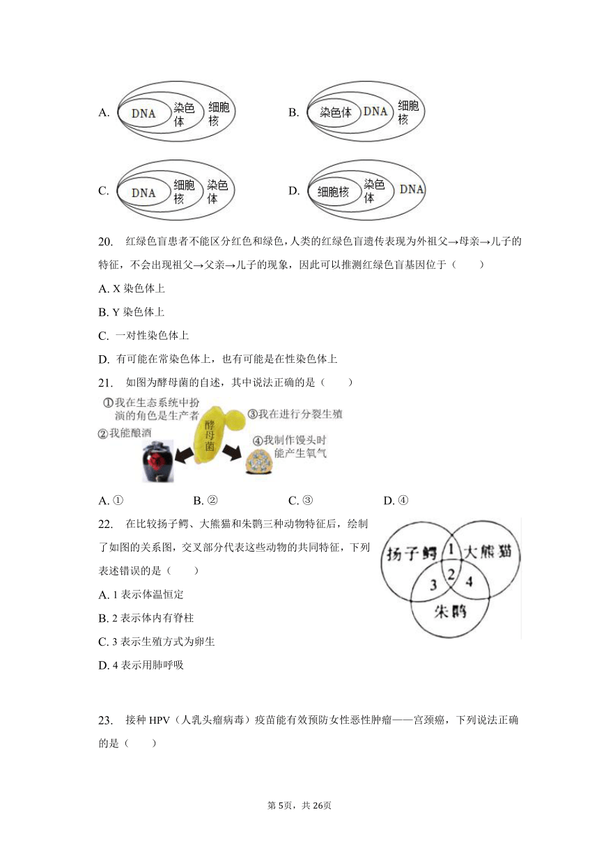 2023年陕西省咸阳市永寿县中考生物二模试卷（含解析）