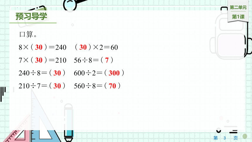 2.1两、三位数除以整十数（商是一位数）（课件）四年级上册数学苏教版(共14张PPT)