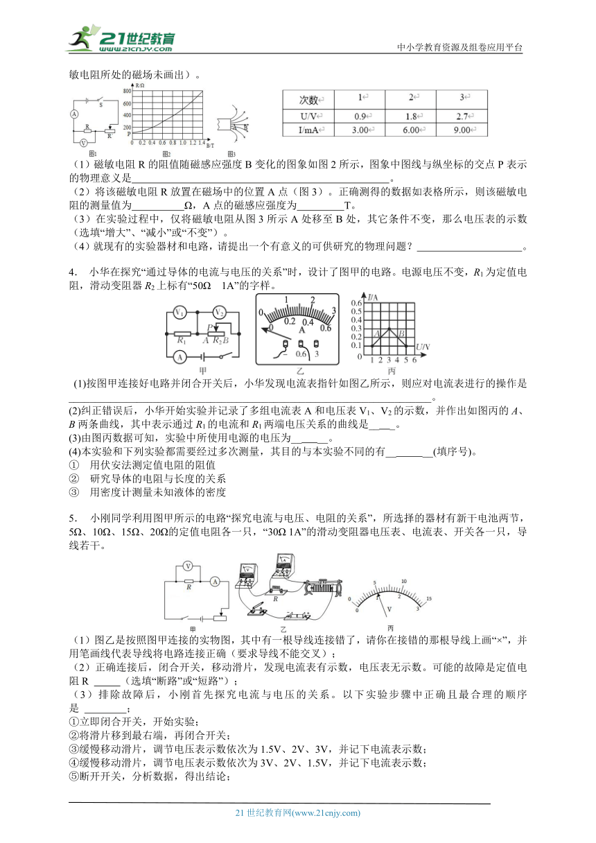 2024浙江中考科学复习第二轮 电学探究题压轴专练