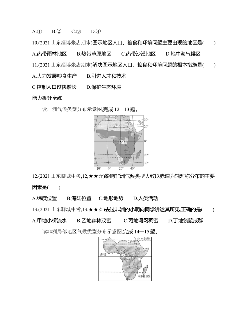 鲁教版地理六年级下册8.3撒哈拉以南非洲同步练习（含解析）