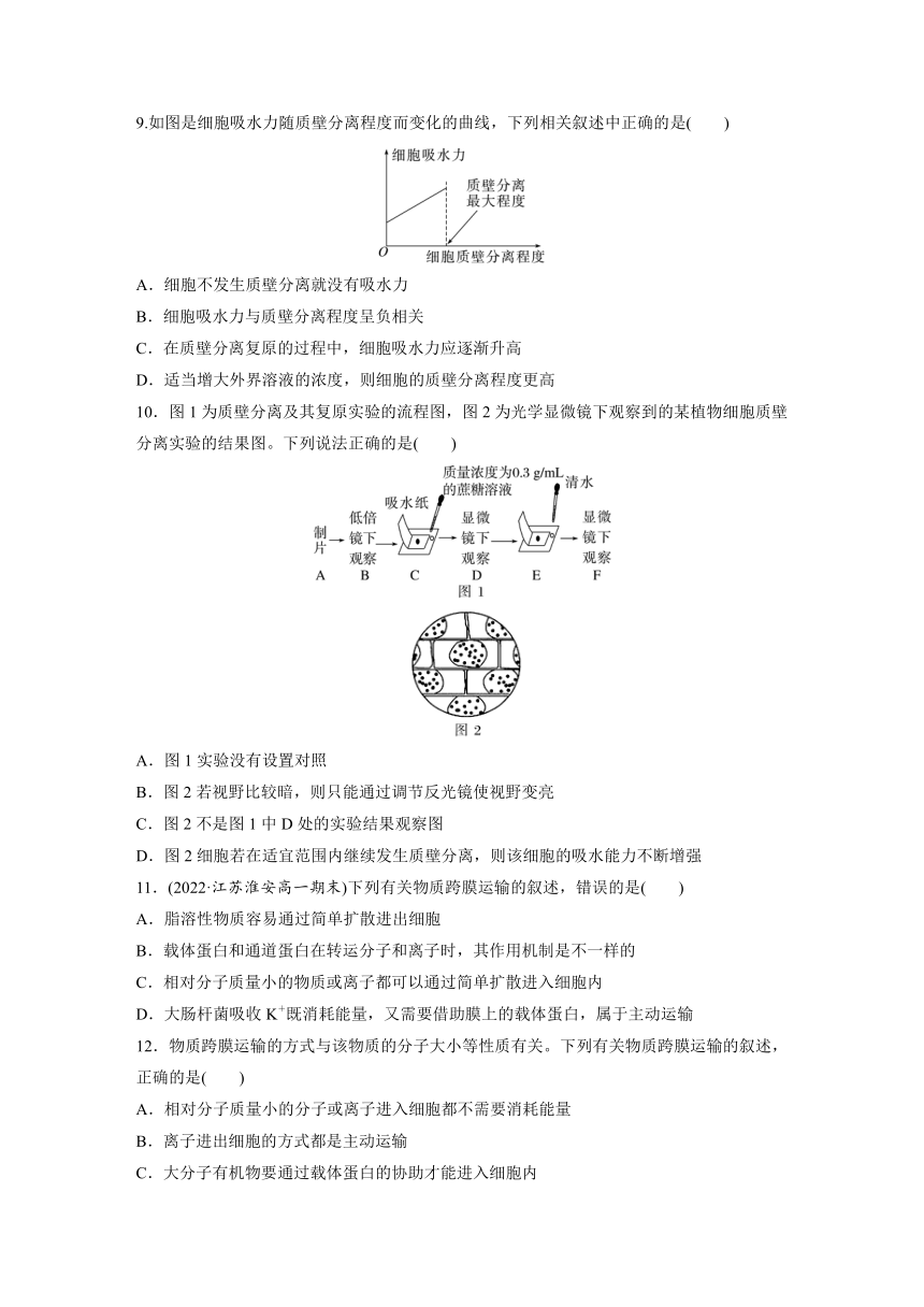 2022-2023学年苏教版2019高中生物必修1 第二章　细胞的结构和生命活动  章末检测试卷(二)（word版含解析）