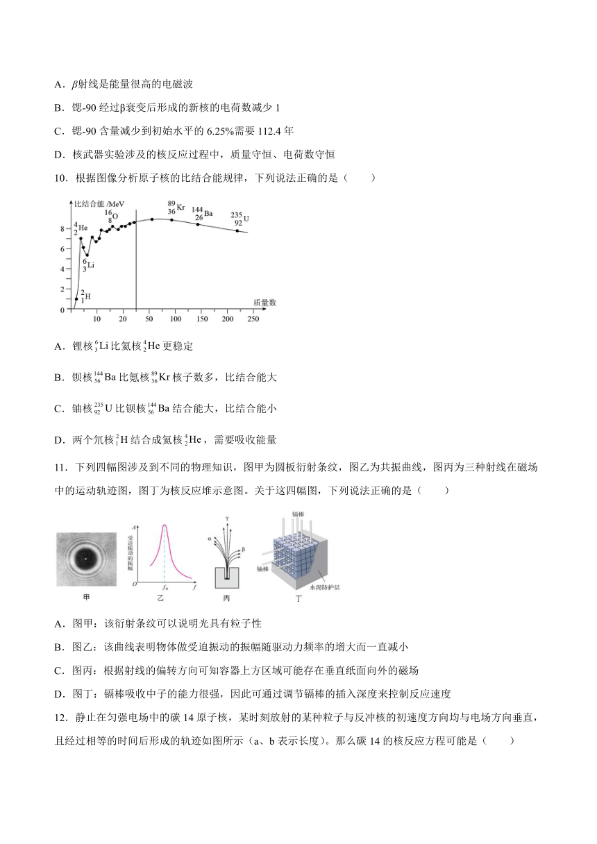 第五章原子与原子核 单元训练(Word版含答案)