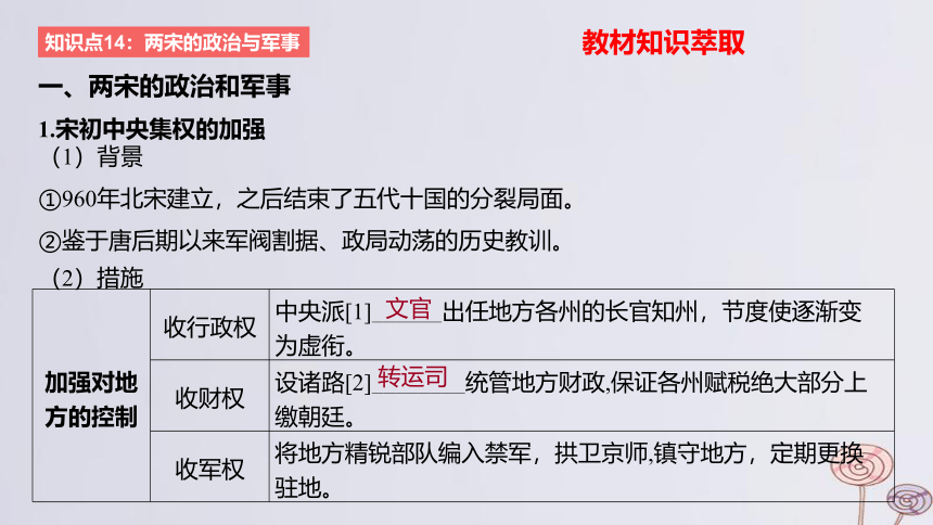 2024版高考历史一轮复习 教材基础练 第三单元 辽宋夏金多民族政权的并立与元朝的统一 第1节 两宋的政治军事及辽夏金元的统治 课件(共49张PPT)