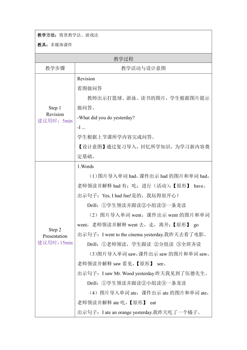 Unit 4  Lesson 20 Jenny Goes Home 表格式教案