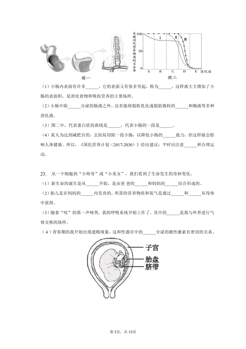 2022-2023学年河南省许昌市东城区新时代精英学校七年级（下）第一次学情调研生物试卷（含解析）