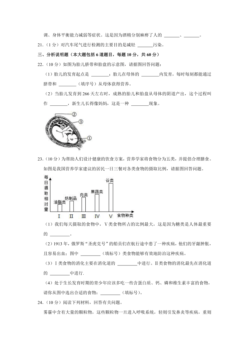 甘肃省定西市2020-2021学年七年级下学期期末考试生物试卷（word版 含解析）