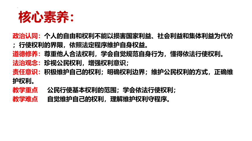 【核心素养目标】3.2 依法行使权利 课件（26张PPT） 2023-2024学年统编版道德与法治八年级下册